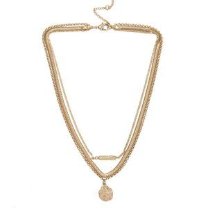 Women Gold Tone Thick Braided Layered Necklace